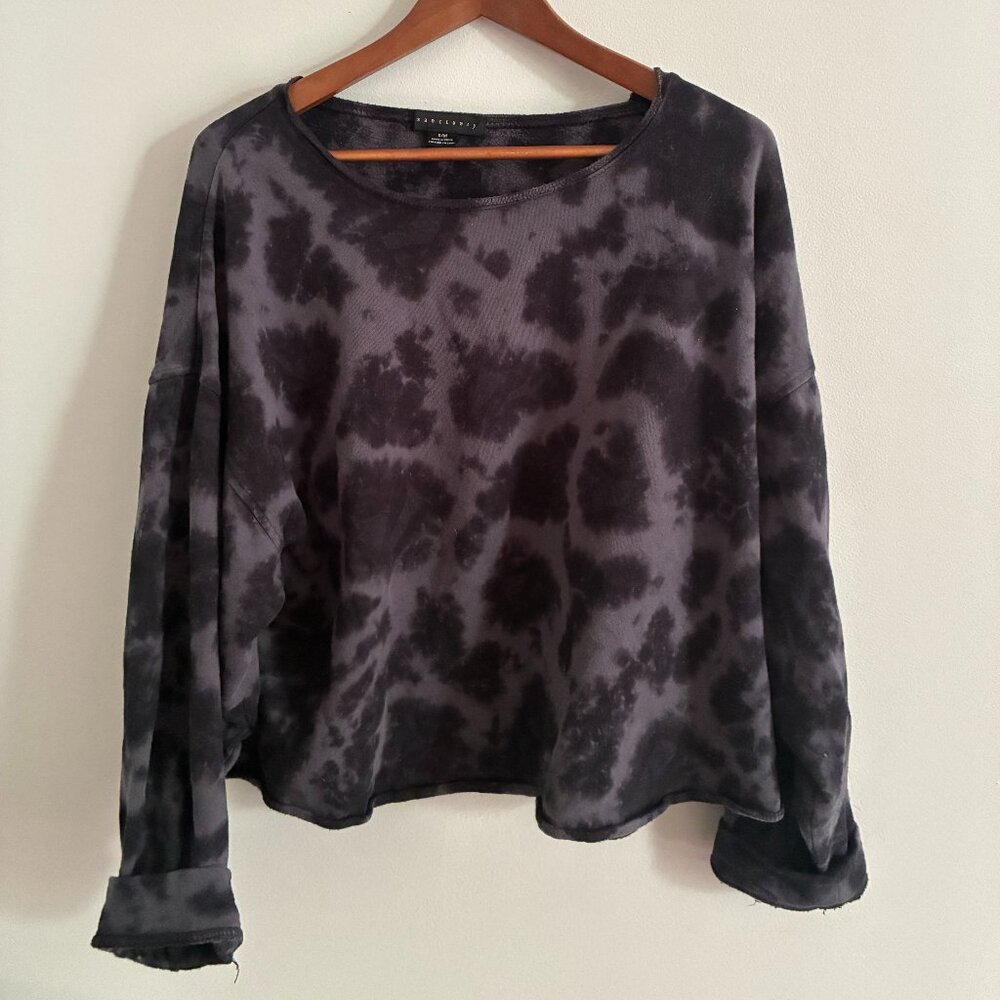 Sanctuary Crew Neck Tie Dye Black Grey Perfect Sweatshirt Size Small/Medium
